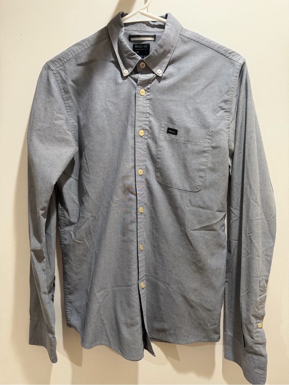 RVCA Men's Button-Down Shirt in Light Gray